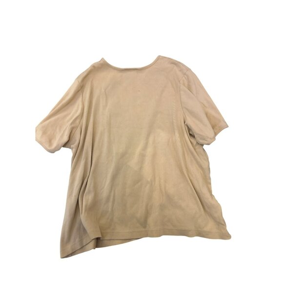CJ Banks Womens 3X Beige Short Sleeve 100% Cotton T-Shirt Cozy Basic - Picture 5 of 5